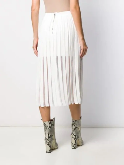 Shop Balmain Pleated Midi Skirt In White