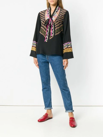 Shop Etro Pussy Bow Blouse In Black