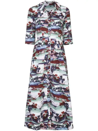 Shop Erdem Graphic Print Shirt Dress - Multicolour