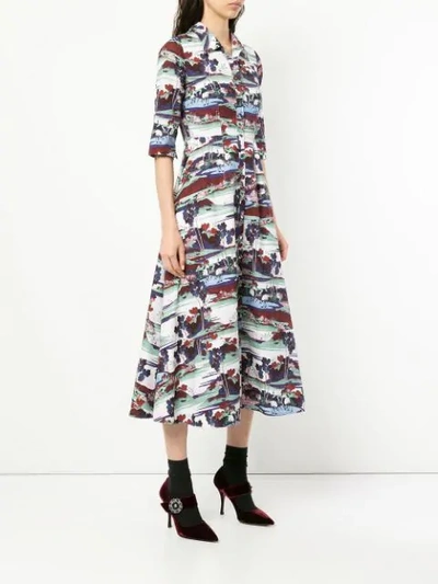 Shop Erdem Graphic Print Shirt Dress - Multicolour