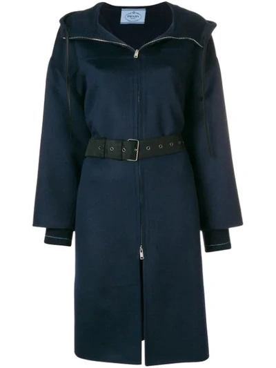 Shop Prada Single Breasted Coat - Blue