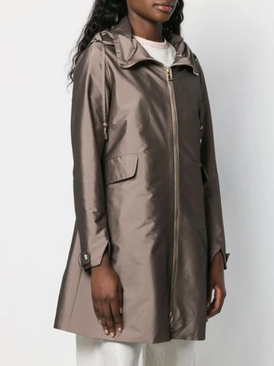 Shop Herno Hooded Coat In Grey