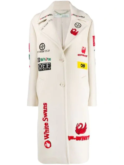 Shop Off-white Patch Detail Coat In White