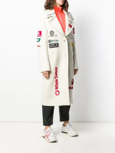 OFF-WHITE PATCH DETAIL COAT - 白色