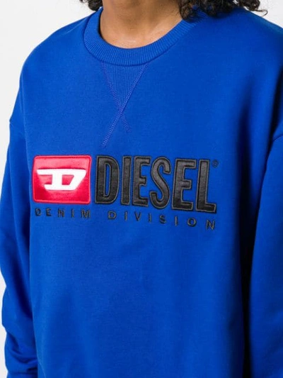 Shop Diesel Oversized Logo Sweatshirt In Blue