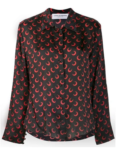 Shop Marine Serre Moon Print Shirt In All Over Red Moon Black