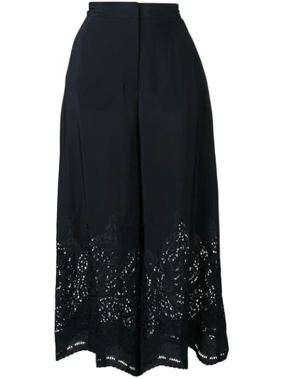 Shop Stella Mccartney Lace Detail Wide Leg Trousers In Blue