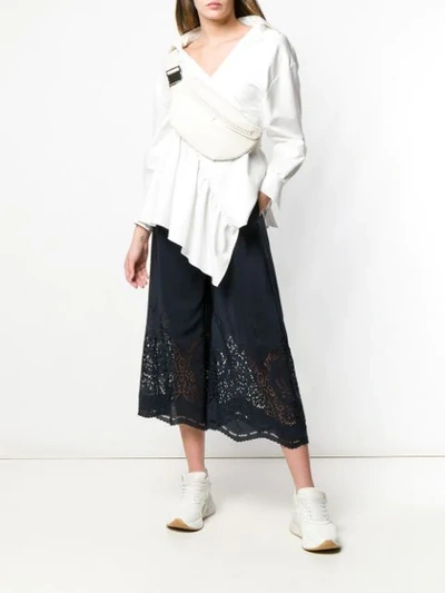 Shop Stella Mccartney Lace Detail Wide Leg Trousers In Blue