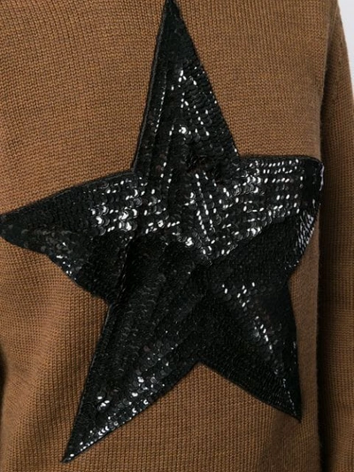 Shop P.a.r.o.s.h. Embellished Star Jumper In Brown