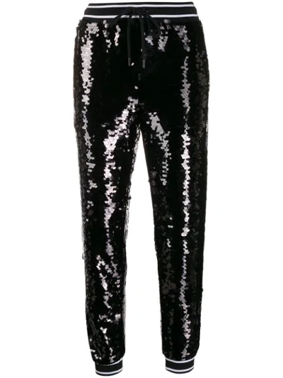 Shop Michael Michael Kors Sequin Track Pants In Black