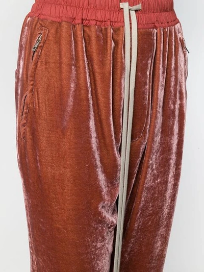 Shop Rick Owens Drawstring Velour Track Pants In Red