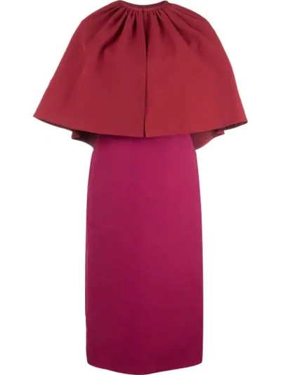 Shop Gucci Layered Cape Dress In Red