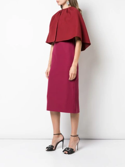 Shop Gucci Layered Cape Dress In Red