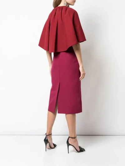 Shop Gucci Layered Cape Dress In Red