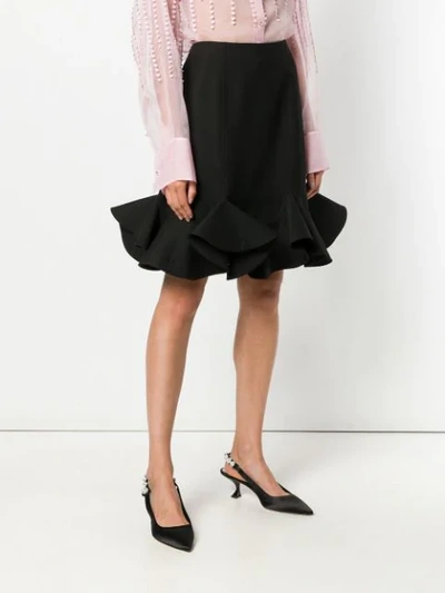 Shop Valentino Ruffle Hem Skirt - Black