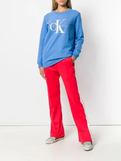 Shop Ck Jeans Calvin Klein Jeans Logo Print Sweatshirt - Blue