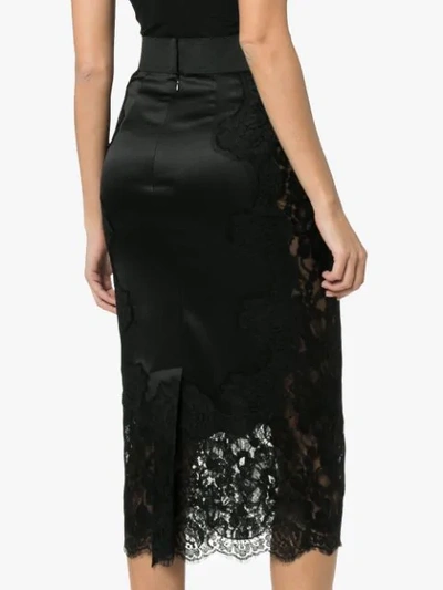 Shop Dolce & Gabbana High Waisted Lace Detail Skirt In Black