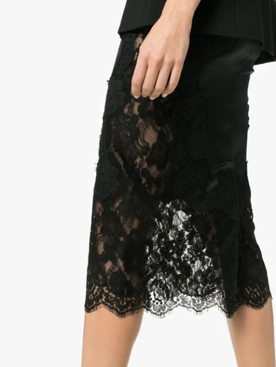 Shop Dolce & Gabbana High Waisted Lace Detail Skirt In Black