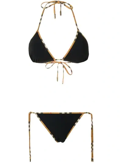 Shop Burberry Triangel-bikini Mit Vintage-check In Black ,brown
