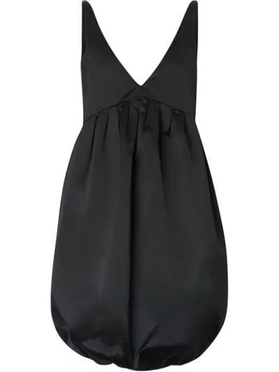 Burberry Duchess Satin Bubble Hem Dress In Black