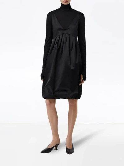 Burberry Duchess Satin Bubble Hem Dress In Black