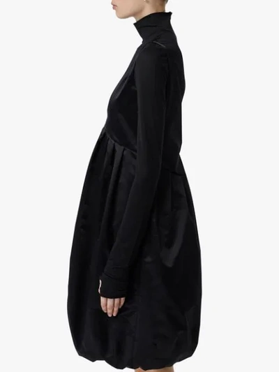 Burberry Duchess Satin Bubble Hem Dress In Black