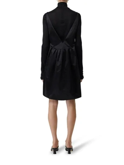 Burberry Duchess Satin Bubble Hem Dress In Black