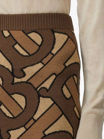 Shop Burberry Monogram Intarsia Wool Pencil Skirt In Brown