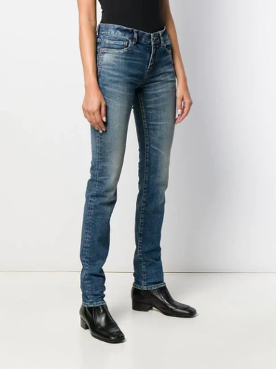 Shop Saint Laurent Ausgeblichene Skinny-jeans In Blue