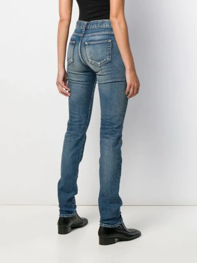 Shop Saint Laurent Ausgeblichene Skinny-jeans In Blue