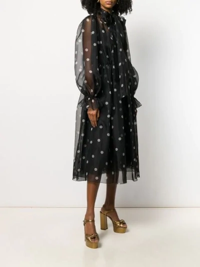 Shop Dolce & Gabbana Tulle Polka Dot Print Dress In Black