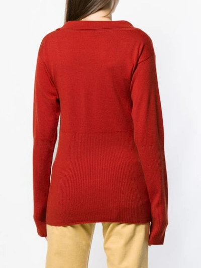 Shop Jacquemus Long-sleeve Fitted Sweater In Red