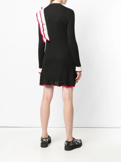Shop Msgm Frill-trim Sweater Dress In Black