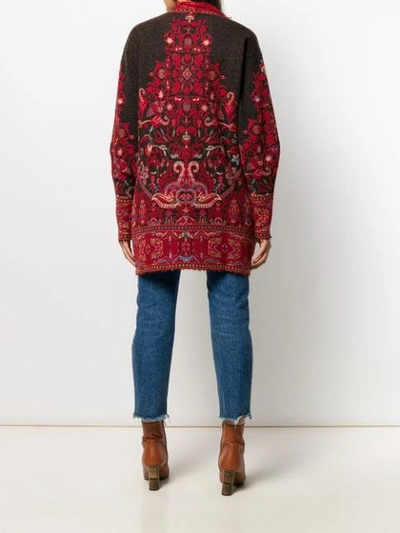 Shop Etro Patterned Knit Cardigan In Red