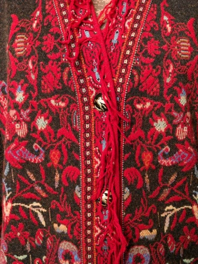 Shop Etro Patterned Knit Cardigan In Red