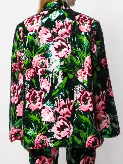 Shop Richard Quinn Sequin Rose Single-breasted Jacket In Green