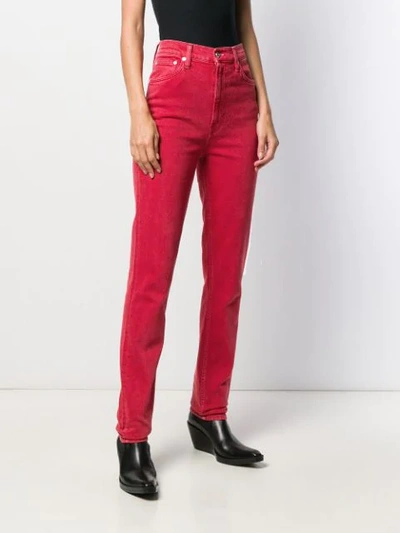 Shop Helmut Lang High-waisted Skinny Jeans In Red