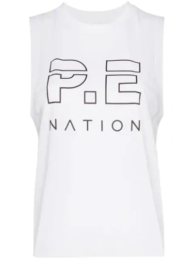 Shop P.e Nation Logo Print Tank Top In White