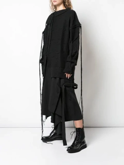 Shop Yohji Yamamoto Distressed Style Sweater In Black