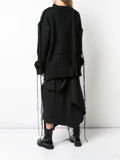 Shop Yohji Yamamoto Distressed Style Sweater In Black
