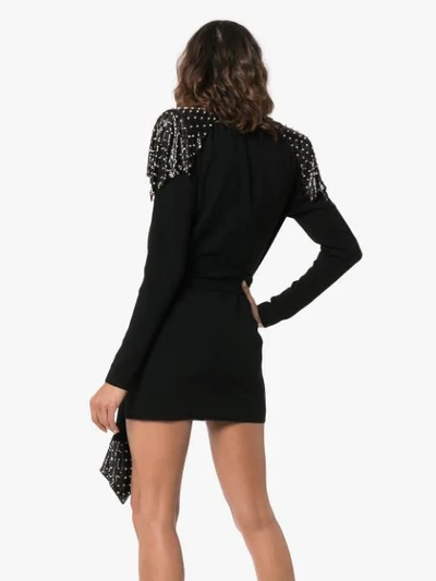 Shop Saint Laurent Epaulettes Detail Dress In Black