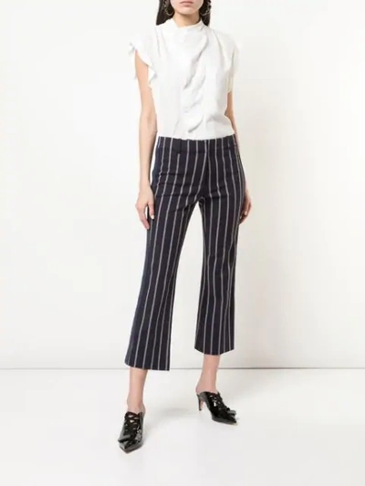 Shop Derek Lam 10 Crosby Braided Trim Striped Trousers In Blue