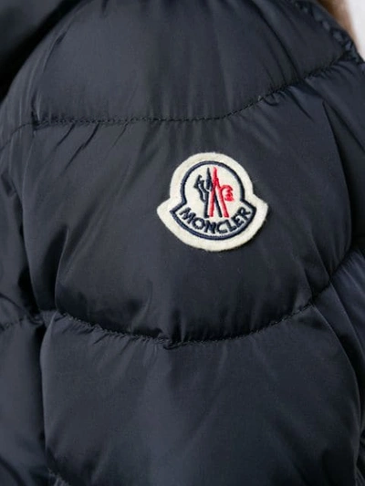 Shop Moncler Cinched Waist Parka Jacket In Blue