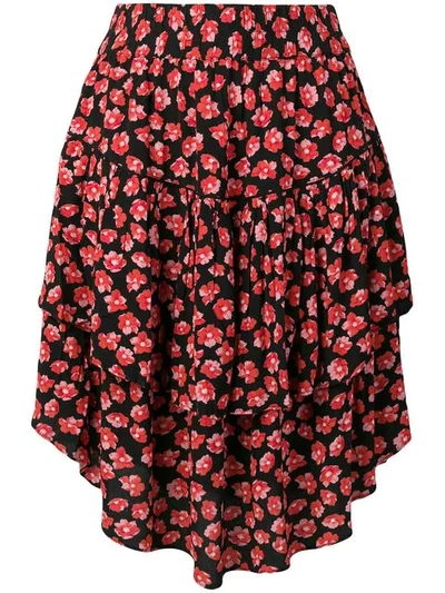 Shop Ganni Lindale Crepe Floral In Black