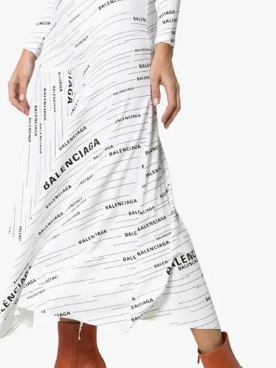 Shop Balenciaga Asymmetric Stretch Logo Skirt In White