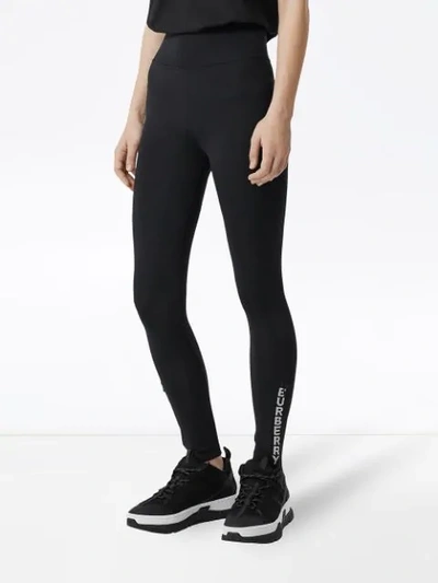 Shop Burberry Logo Detail Stretch Jersey Leggings In Black