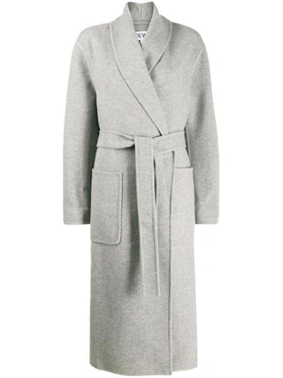 Shop Loewe Oversized Belted Coat In 1120 Grey