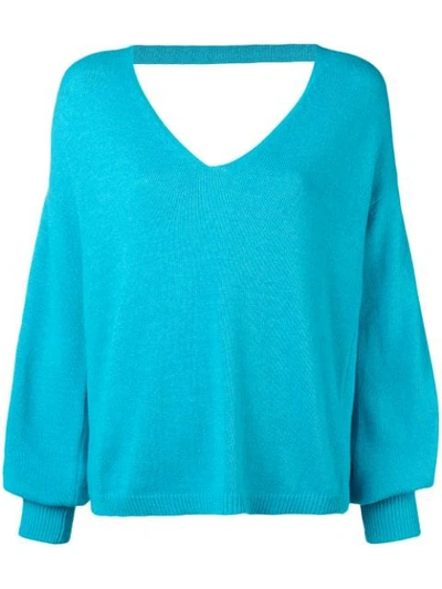 Shop Blugirl Long-sleeve Flared Sweater - Blue
