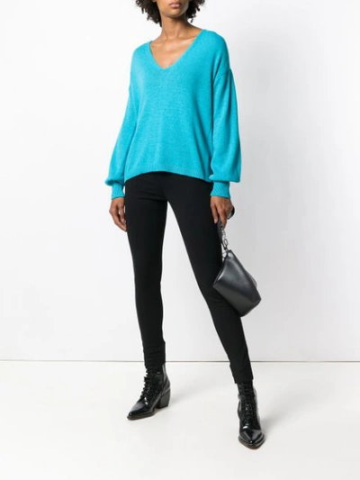 Shop Blugirl Long-sleeve Flared Sweater - Blue