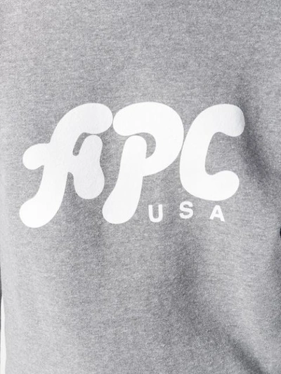 Shop Apc Logo Print Jersey Sweater In Grey